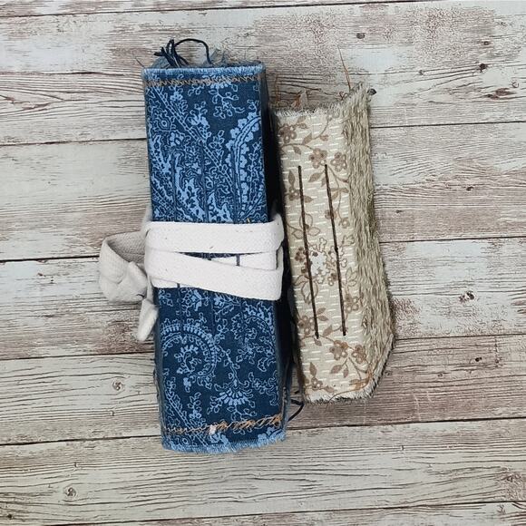 Small Blue Paisley and Beige Junk Journals, Chunky Handmade Recycled Journal - Picture 6 of 16